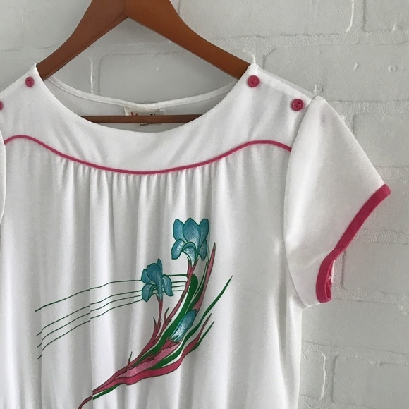 Vintage Marty Fashions Ltd 1980s White Summer Dress Stranger things Eleven L - Picture 1 of 6